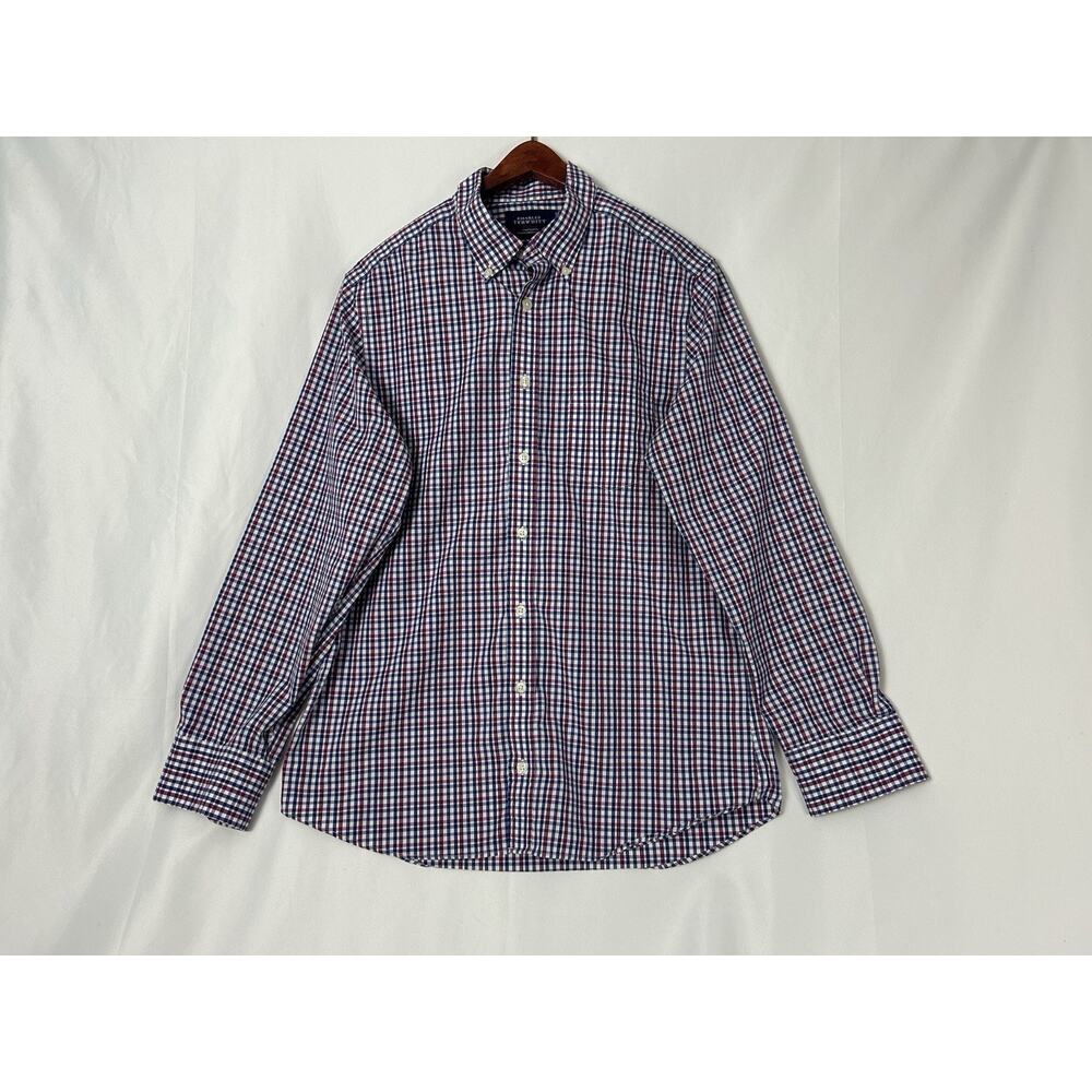 Charles Tyrwhitt Weekend Shirt Non Iron Slim Fit Plaid Button Down Medium